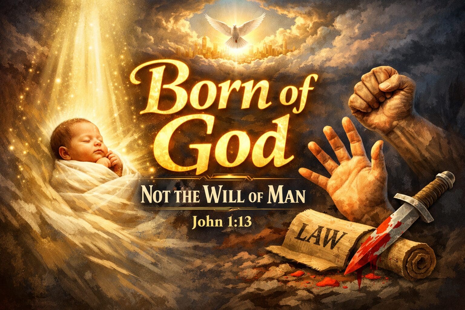 Born of God not the will of man (John 1:13)
